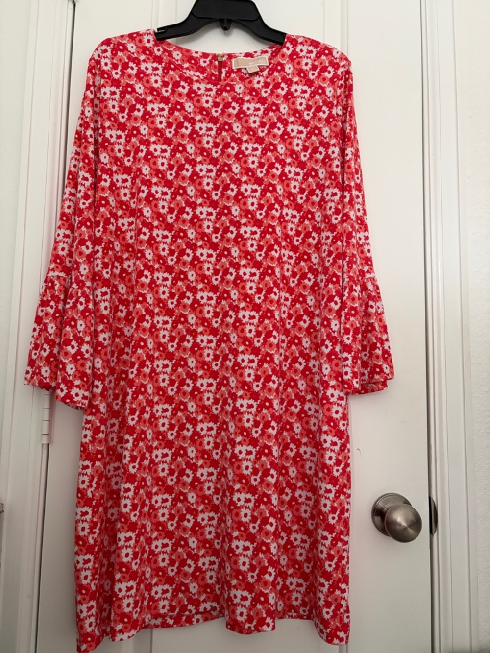 Michael Kors Red and White Floral Long Sleeve Dress